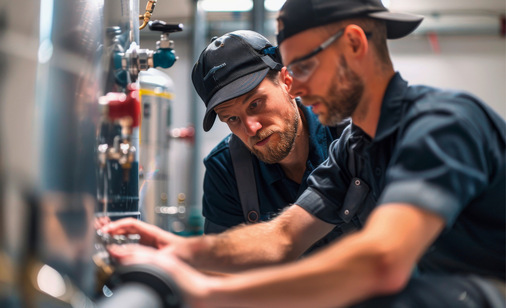 Gemeinsam als Team, kriegen die beiden die Montage hin. - © Bild: G.Go - stock.adobe.com Gemeinsam als Team, kriegen die beiden die Montage hin.