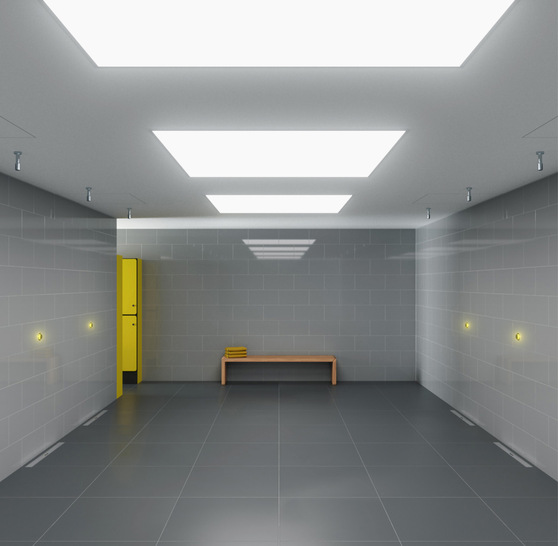 Duschanlage in einer Sportstätte mit „AquaVip-Duscheinheit elektronisch“ - © Bild: Viega
