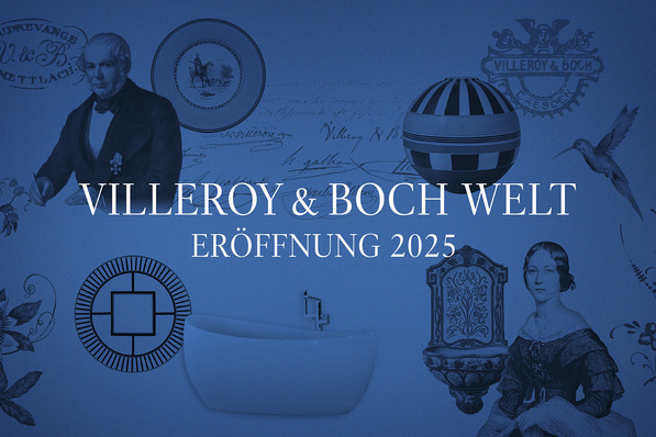 Die gewählte Bildbeschreibung sollte sowohl die visuellen als auch die inhaltlichen Aspekte der Fachzeitschrift ansprechen und für die Zielgruppe relevant sein:
„Collage aus blauen Tönen mit Elementen des SHK-Handwerks: Freistehende Badewanne, historische Porträts und Hinweis auf Eröffnung eines Villeroy & Boch Showrooms. Thematischer Fokus auf Sanitär- und Heizungstechnik für angehende Fachkräfte im Bereich der Gebäudetechnik.“. - © Villeroy & Boch
